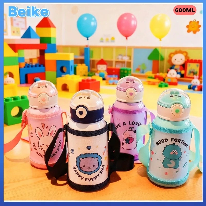 Beike (COD) Cangkir Termos Stainless Steel 316 dengan Penutup Ganda Desain Planet untuk Anak, Botol Sedotan untuk Anak, Cangkir Air Portabel, Cangkir Termos untuk Pelajar (Dikirim Segera Setelah Pemesanan)