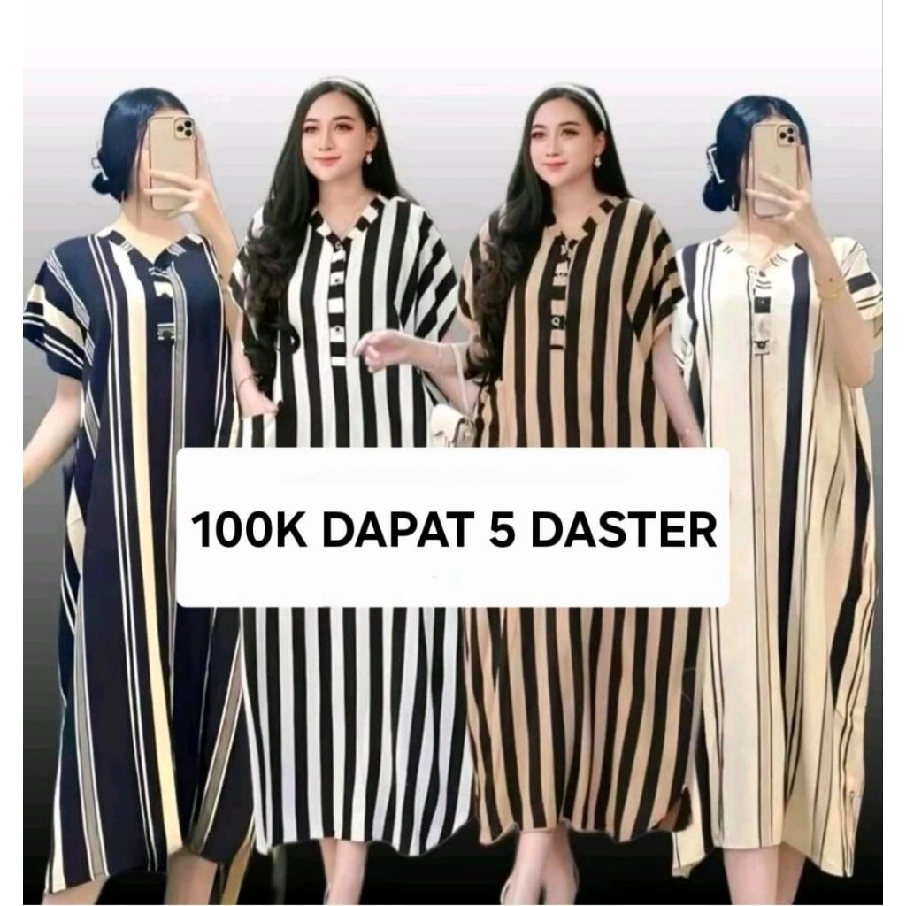 100K Dapat 5 Daster Baju Tidur Wanita Kekinian Motif Salur Dapat 5 Pcs