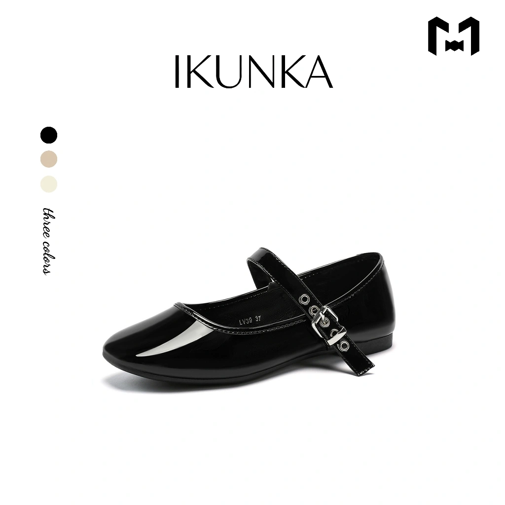 IKUNKA Mary Jeans Flatshoes Sepatu Flat Wanita Daily Sepatu Kerja Anti Slip On Nyaman