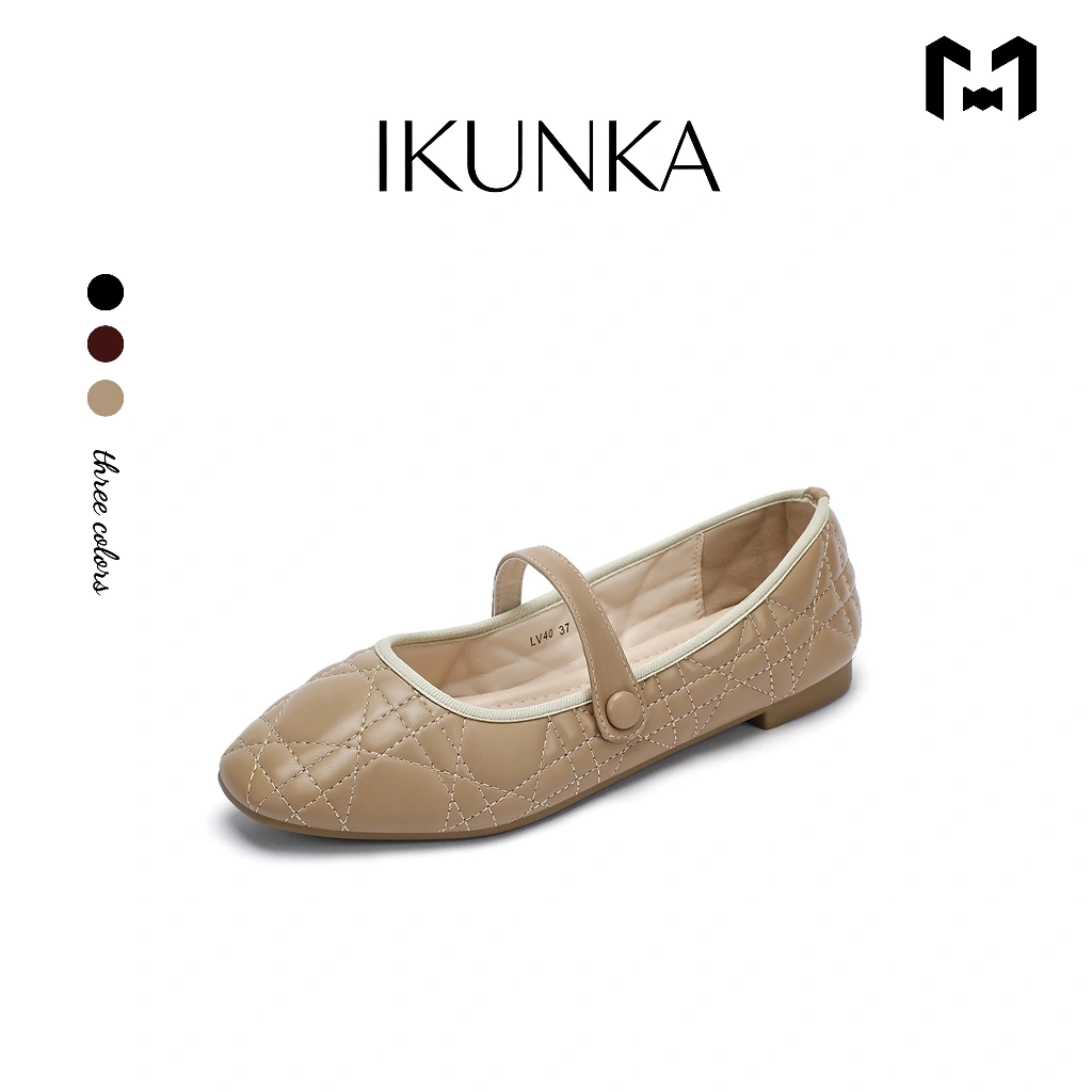 IKUNKA Flatshoes Elegan Sepatu Kerja Wanita Flat Shoes Wanita  Hadiah Yang Tepat LV40