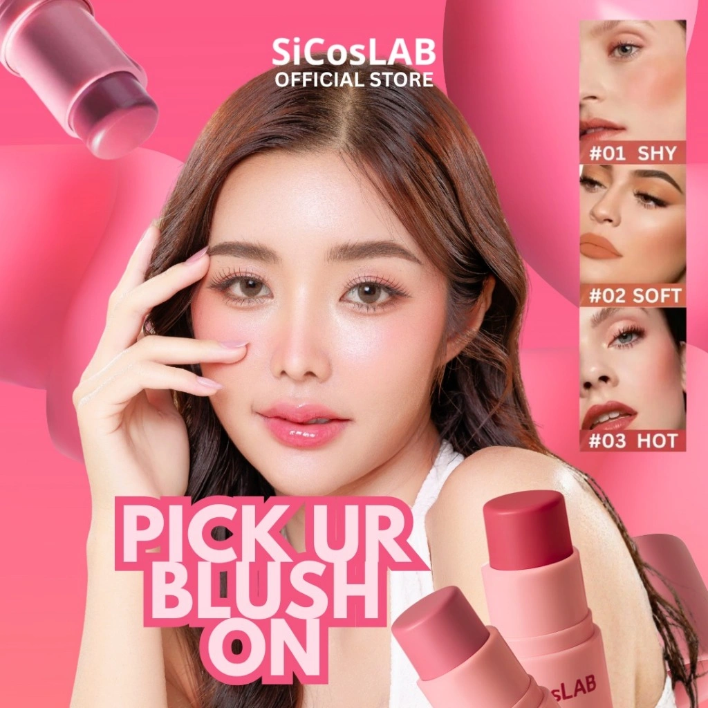 SiCosLAB | Makeup Blush Stick Hydrating Gloss Lip & Cheek 3 in 1 Makeup Blusher Balm