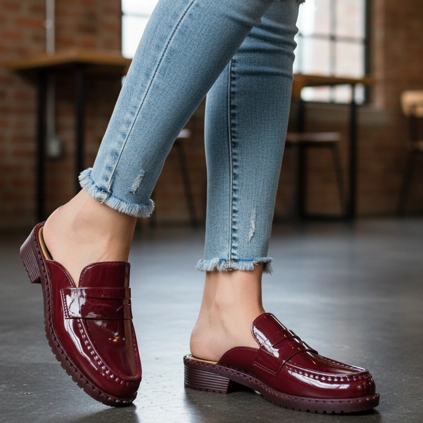 Porto Pearce -  Sepatu Mules Slip On Wanita Asli Awet Glossy | Anti Slip Nyaman di kaki