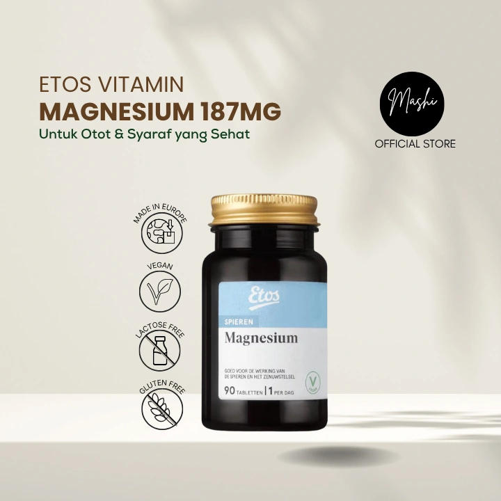 Etos Vitamin Magnesium | Magnesium 187 mg | Vitamin untuk Otot & Syaraf | 100% Original Belanda