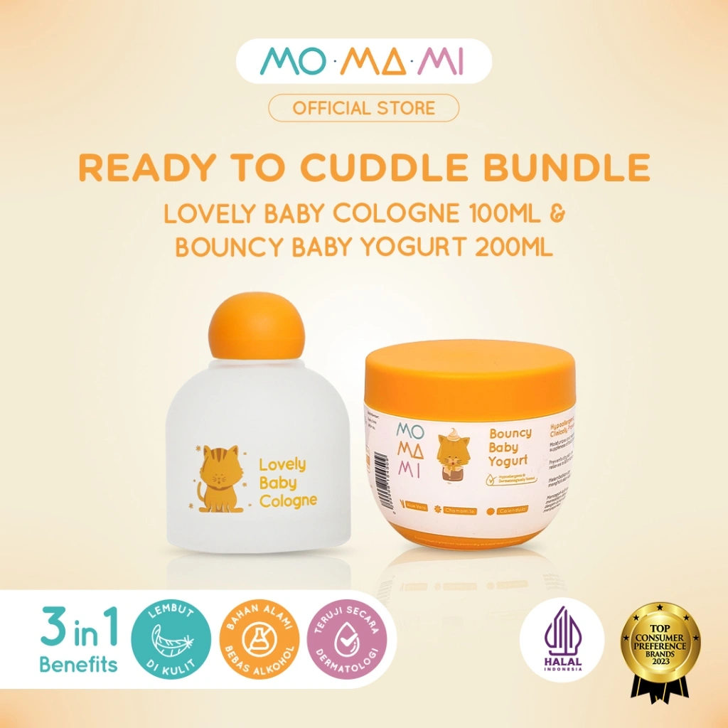 Momami Bundle Lovely Baby Cologne 100ml and Bouncy Baby Yogurt 200ml - Toiletries