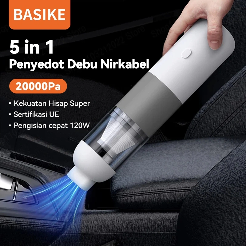 [HOT]BASIKE 5 In 1 Penyedot Debu Nirkabel Rumah&Car 20000Pa Vacuum Cleaner Kekuatan Hisap Super