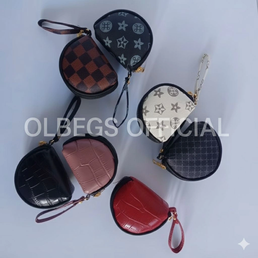 Dompet koin wanita elegan aesthetic minimalis lucu resleting mewah terbaru setengah lingkaran dompet mini kerang souvenir fashion simpel Dompet ibu kulit sintetis