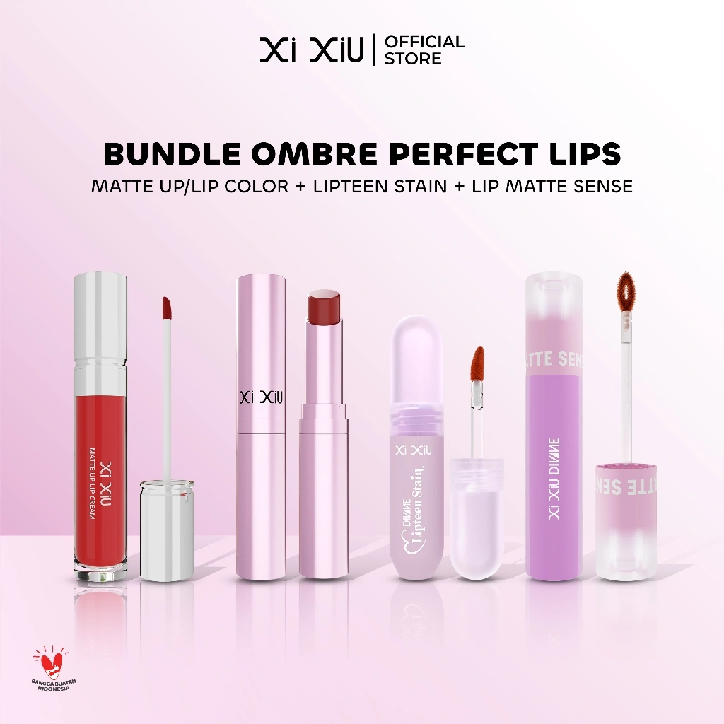 [BUNDLE] Xi XiU Ombre Perfect Lips Combo | DIVINE Lipteen Stain |  Matte Up Lip Cream | DIVINE Lip Color | DIVINE Lip Matte Sense | Lip Cream & Lip Tint Ombre Combo Set