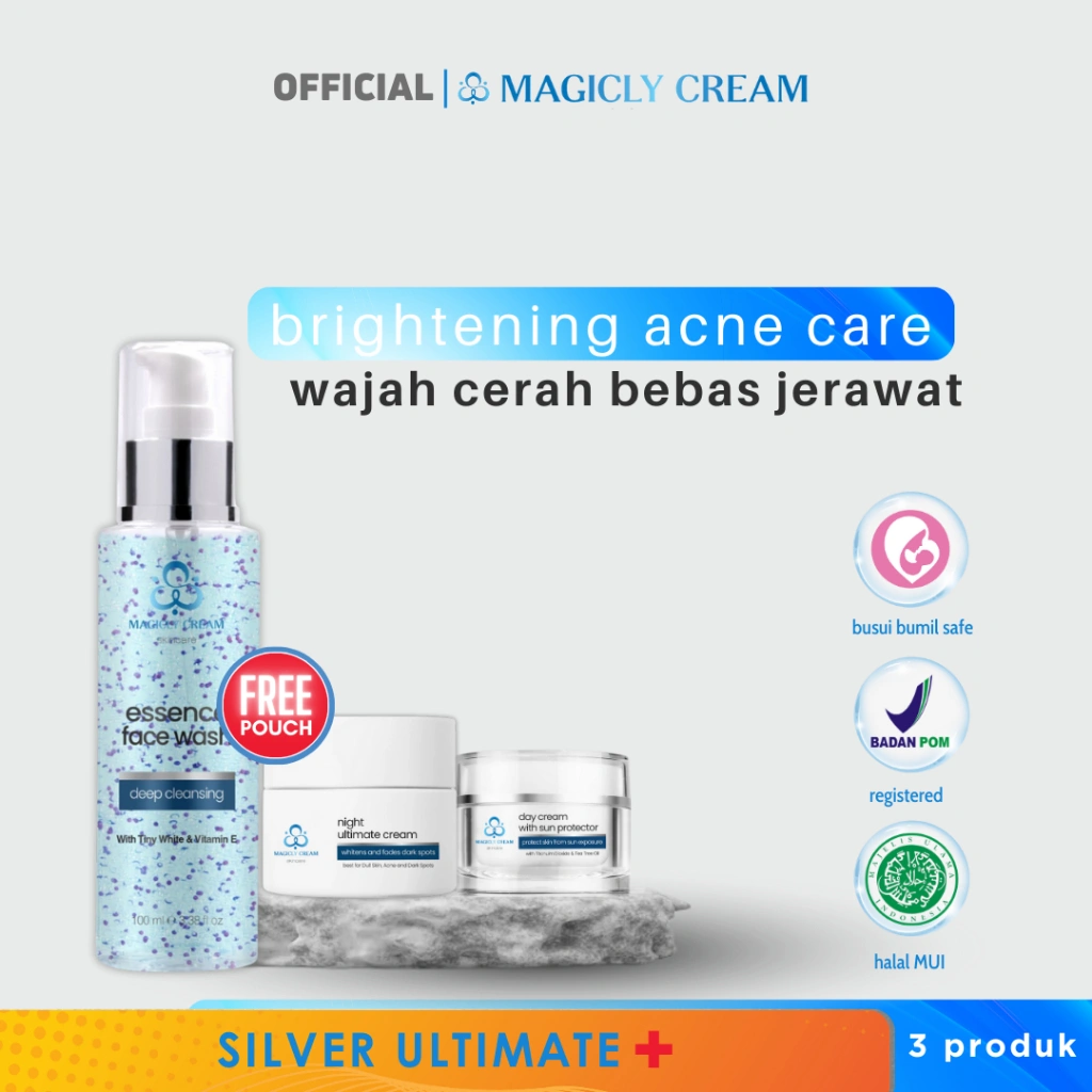 MAGICLY CREAM SKINCARE Paket Perawatan Wajah Jerawat dan Susah Cerah Silver Ultimate Plus