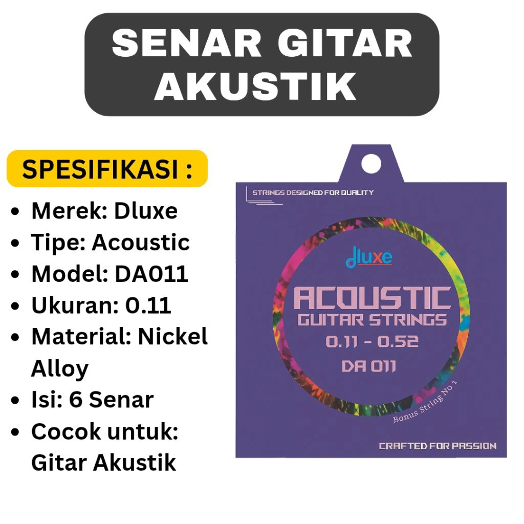 Senar Gitar Akustik Dluxe DA011 0.11-0.52 Nickel Wound Awet & Jernih