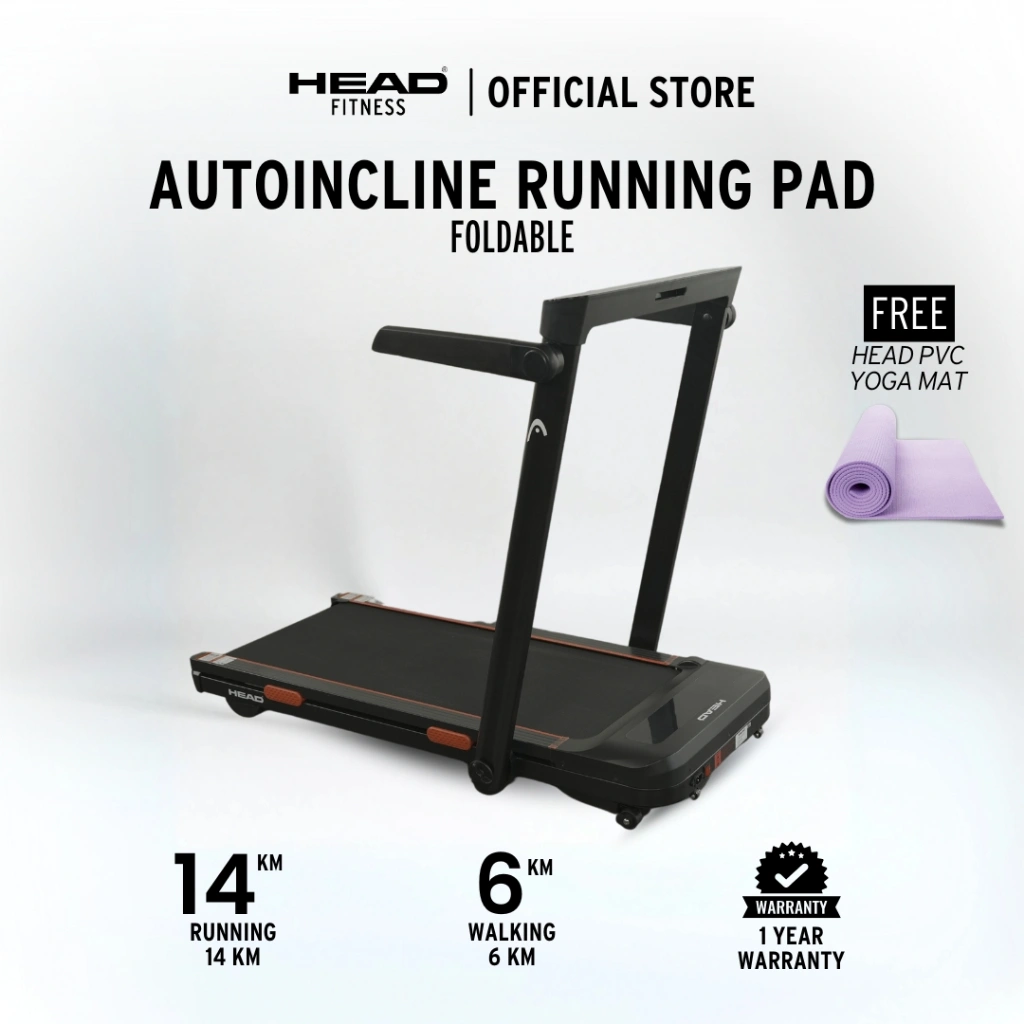 HEAD AUTOINCLINE RUNNING PAD – TREADMILL / AUTO INCLINE/ FOLDING TREADMILL / GYM / ALAT OLAHRAGA / FITNESS