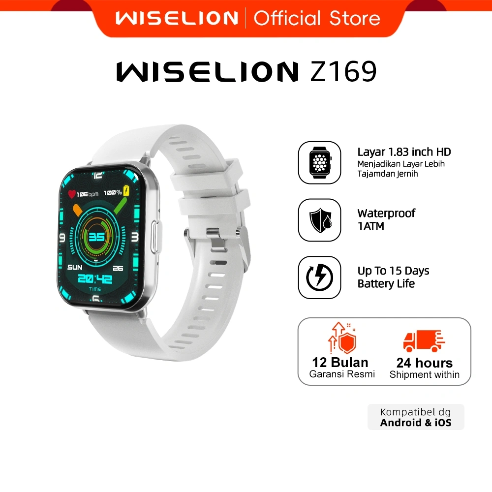 WISELION Smartwatch Z169 123+ Sports Mode | Hi-Fi Sound Music | Bluetooth Call | Waterproof 1ATM