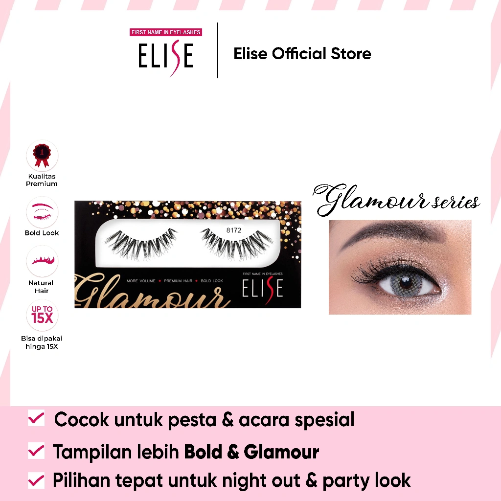 Bulu Mata Elise - Glamour 8172 - Bulu Mata Semi Bold/Cocok untuk Glamour Makeup & Party Look
