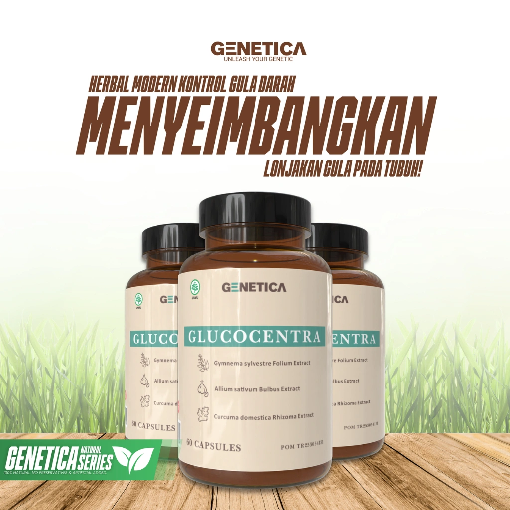Genetica Gluco Centra 60 Kapsul Suplemen Herbal Pengontrol Gula Darah & Karbohidrat