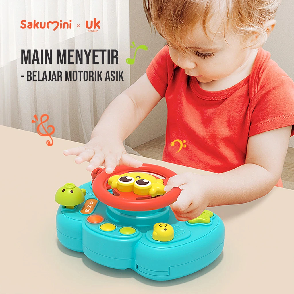 Sakumini Mainan Edukasi Setir Mobil Steering Wheel Musik Stir Simulasi Sensorik Anak Bayi