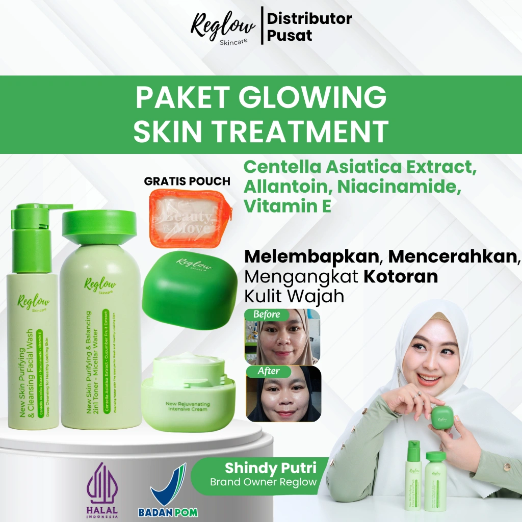 Reglow Paket Basic By Dr Shindy Skincare Whitening Scincare Brightening Pemutih Wajah Glowing Bpom
