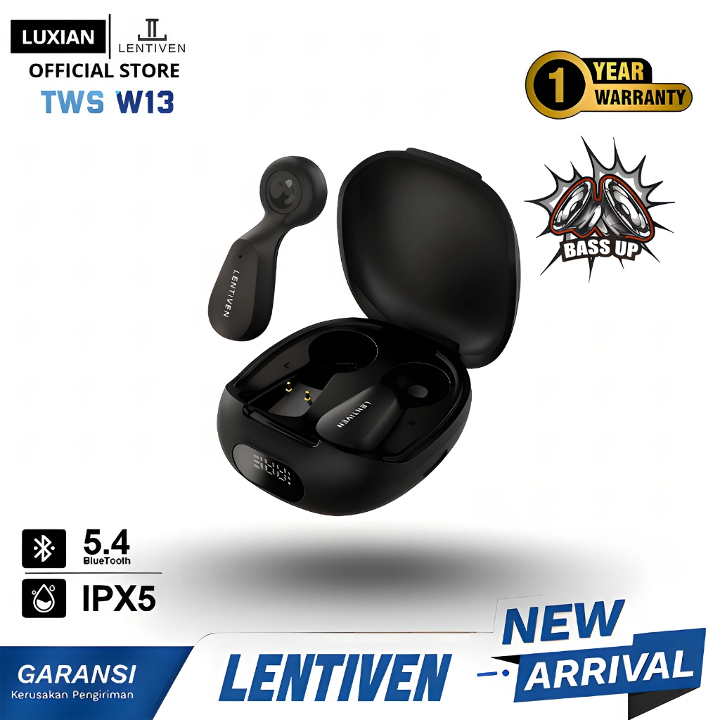 LUXIAN LENTIVEN HEADSET Earbuds TWS Wireless Earphone Bluetooth 5.4 Hi-Res Audio IPX5 Garansi 1 Tahun W13