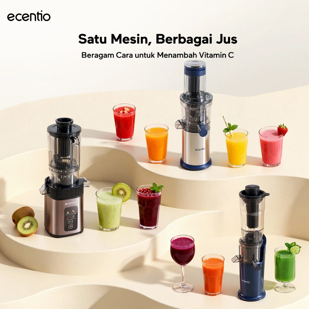 ecentio slow juicer portable 82mm caliber multifungsi blender tanpa ampas bear 550ML+600ML 150W blender fruit juice machine