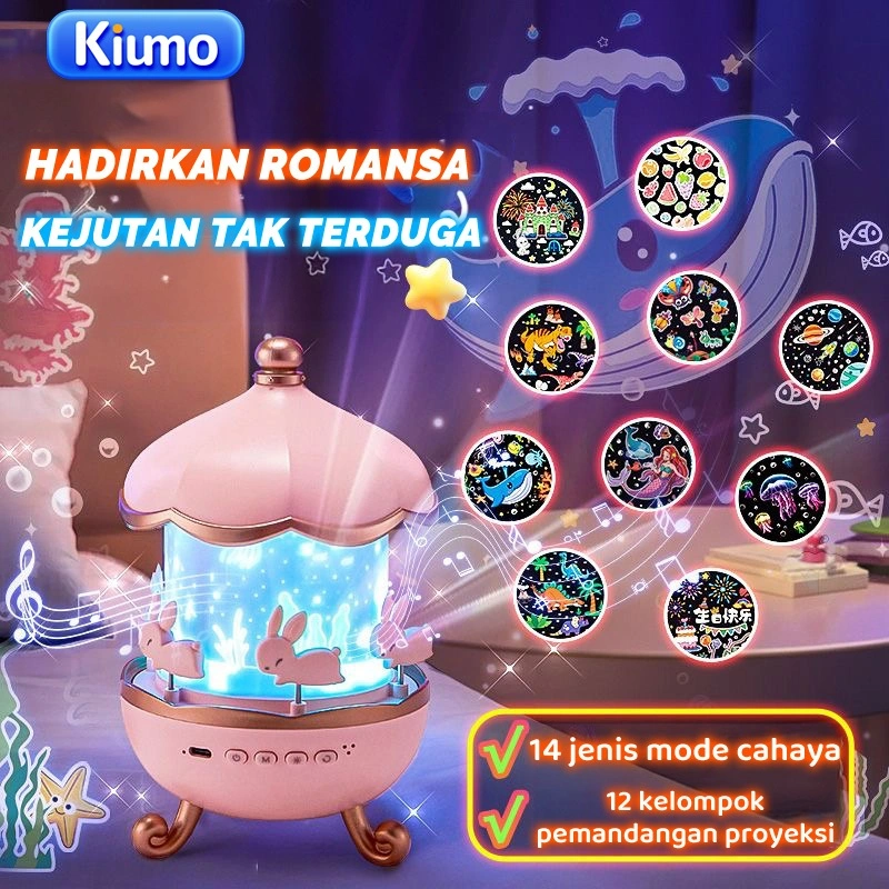 Kiumo Lampu Proyektor Anak Lampu Tidur Proyektor Galaxy Speaker Bluetooth Music Box