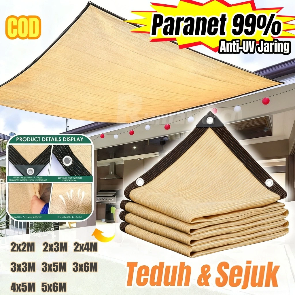 COD Jaring Paranet 99% Anti Uv Sunshade Net Tabir Surya Coklat Taman Paranet Lebar Peneduh Paranet 99% Anti-Uv Jaring/Jaring Paranet/ Paranet Shading Net /Garden Sunshade Net /Jaring Rumah Kaca Jaring Tabir