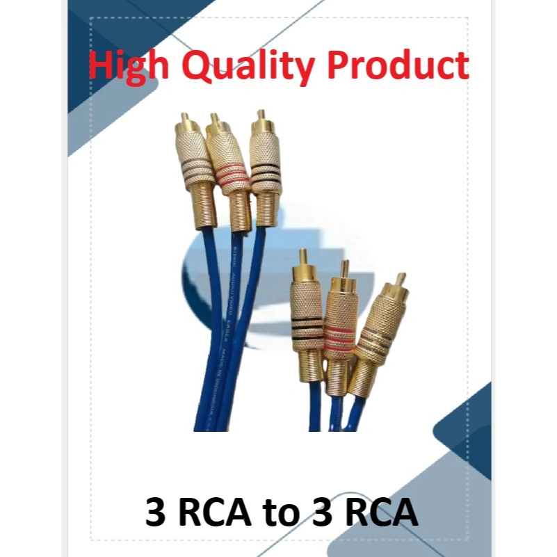 Kabel Audio Video 3 RCA to 3 RCA kualitas Super Premium Merk Kitani 1M
