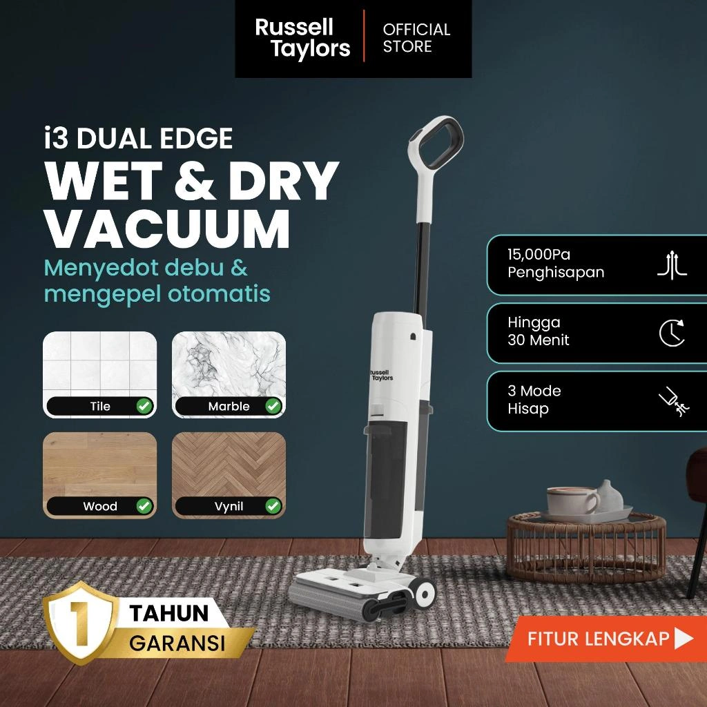 Russell Taylors i3 Vacuum Cleaner Wet & Dry Daya Hisap 15000 Pa Garansi Resmi 1 Tahun