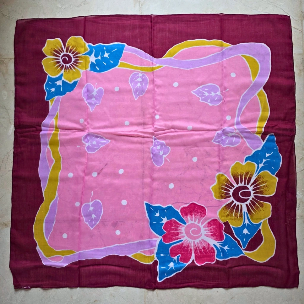 WARNA BARU! Hijab CTS Selendang persegi bunga Chiffon 65 x 65 cm bandana persegi