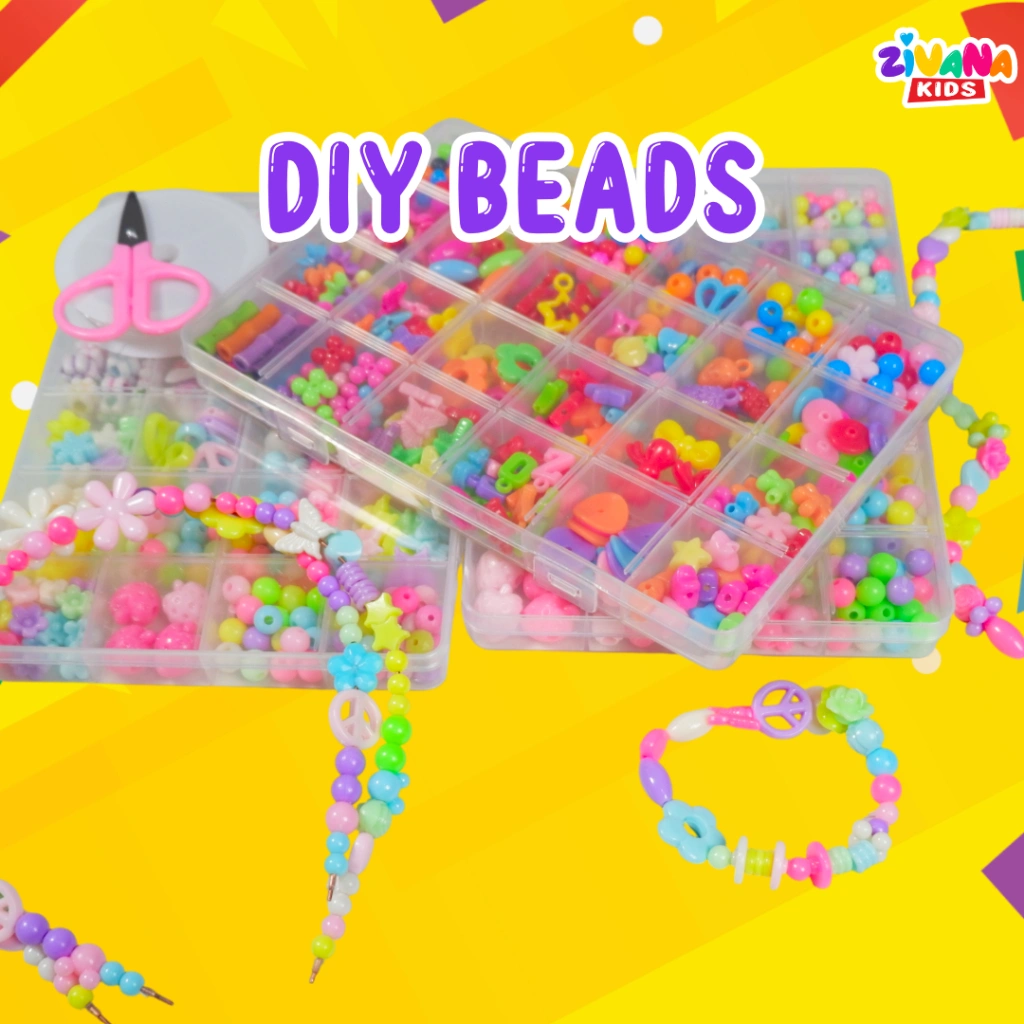 ZIVANA KIDS DIY Beads Craft Kit Anak Meronce Set Lengkap Mainan Edukasi Anak Kreatif Box Manik