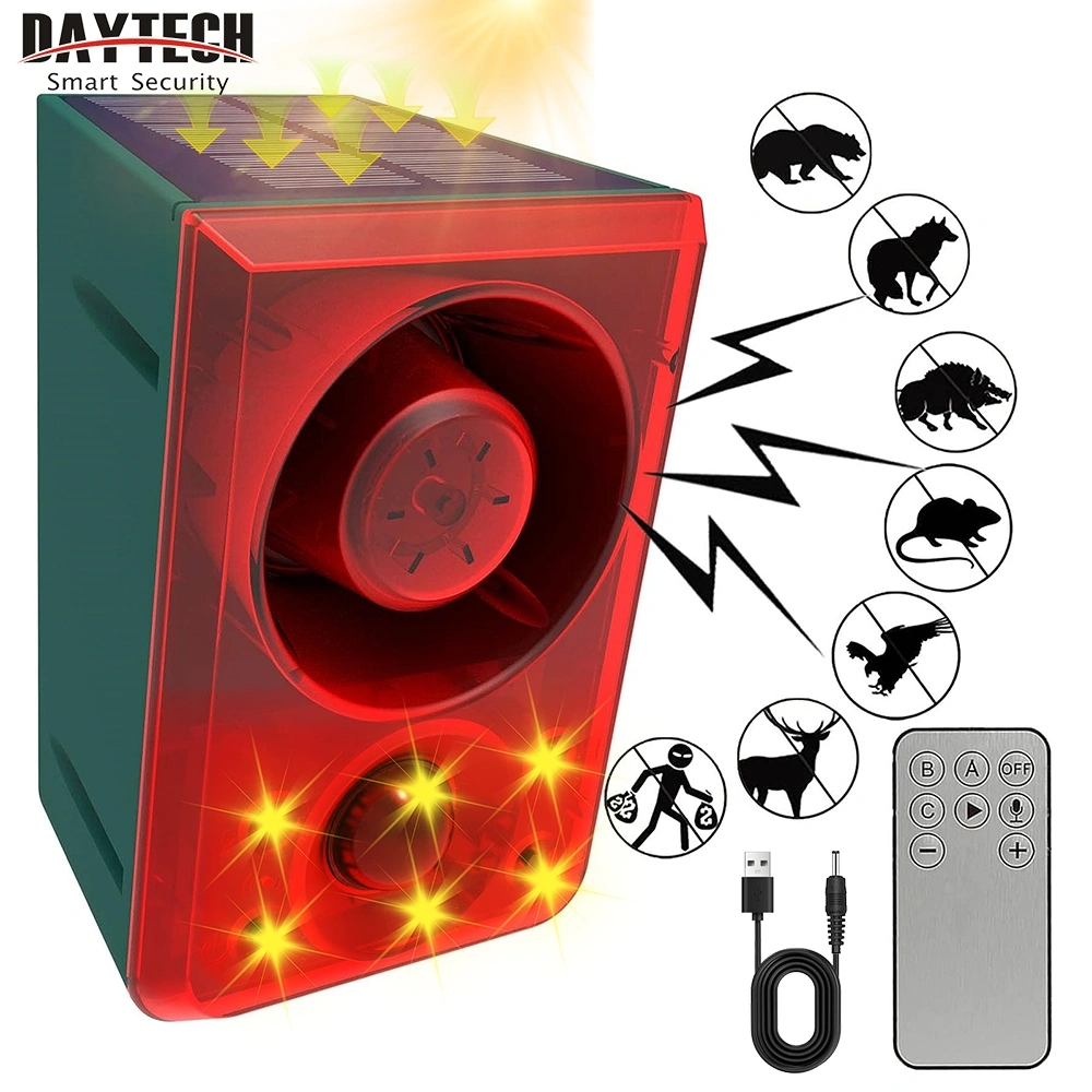 Daytech Solar Motion Sensor Alarm 130Db Siren Alarm Hewan Liar Pengusir Hewan Otomatis Panel Surya SL16