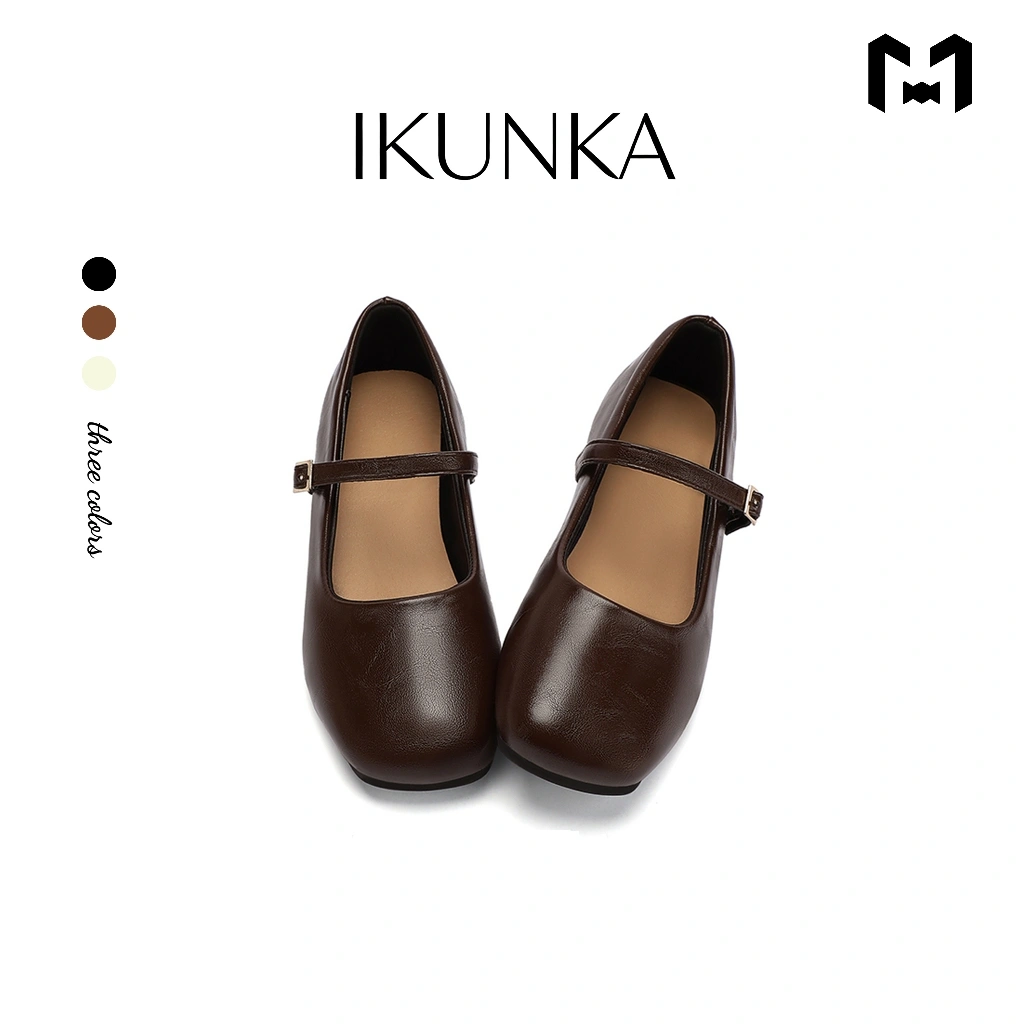 IKUNKA Flatshoes Wanita sepatu Mary Jane datar Casual Flat Model Ballet Daily Sepatu Hak 2cm