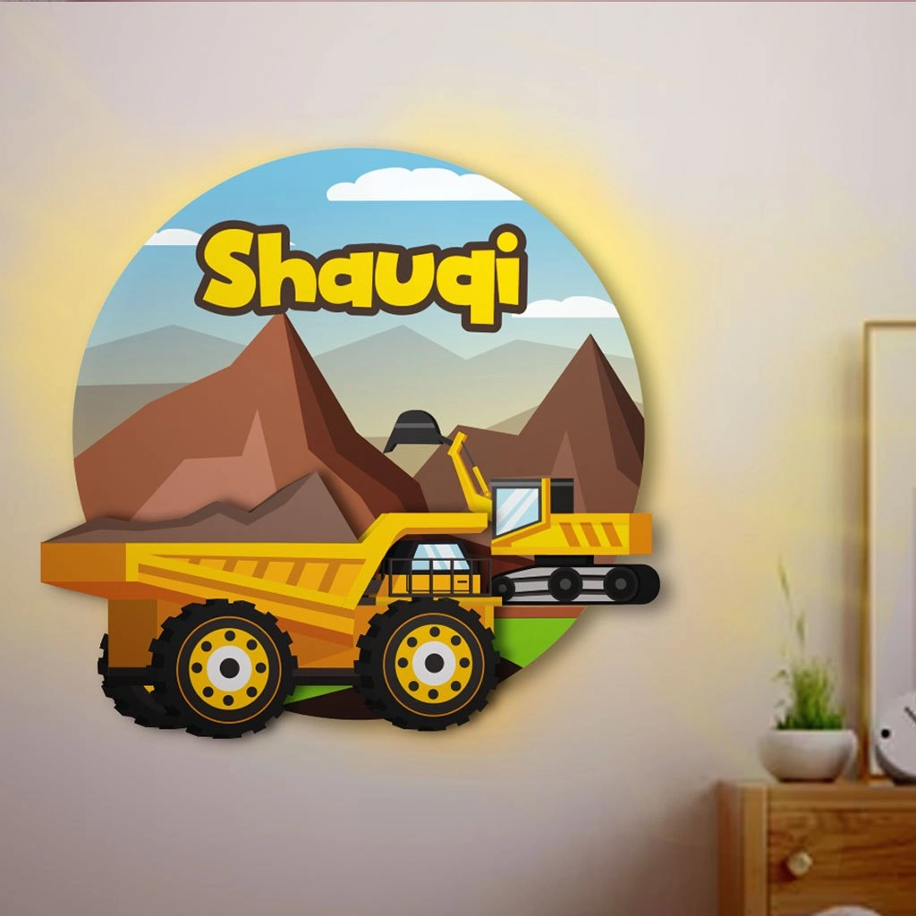 Lampu Tidur Anak Tema Kontruksi Escavator, Truk