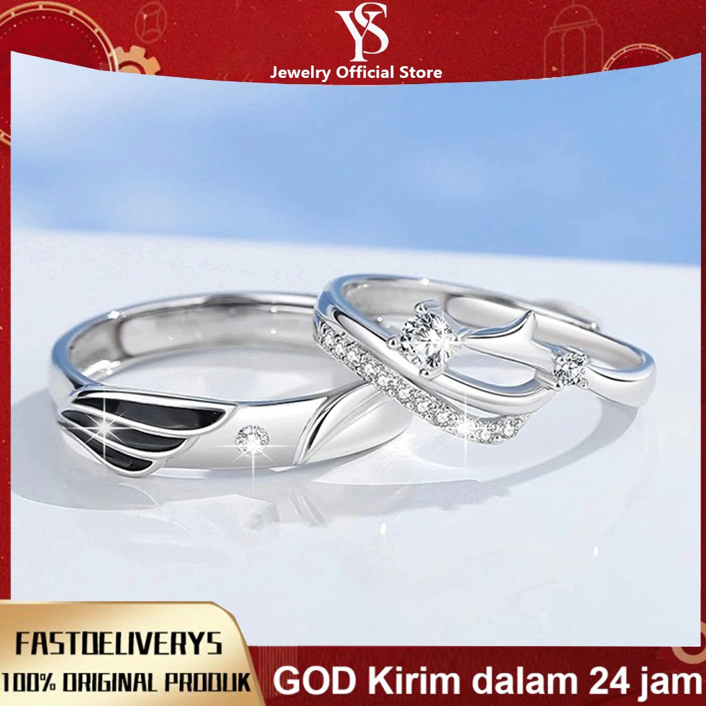 YSJEWELRY - Cincin Pasangan Titanium Baja dengan Berlian Super Halus - Desain Minimalis Elegan, Cocok untuk Pernikahan/Tunangan/Lamaran & Sehari-hari, Hadiah Sempurna
