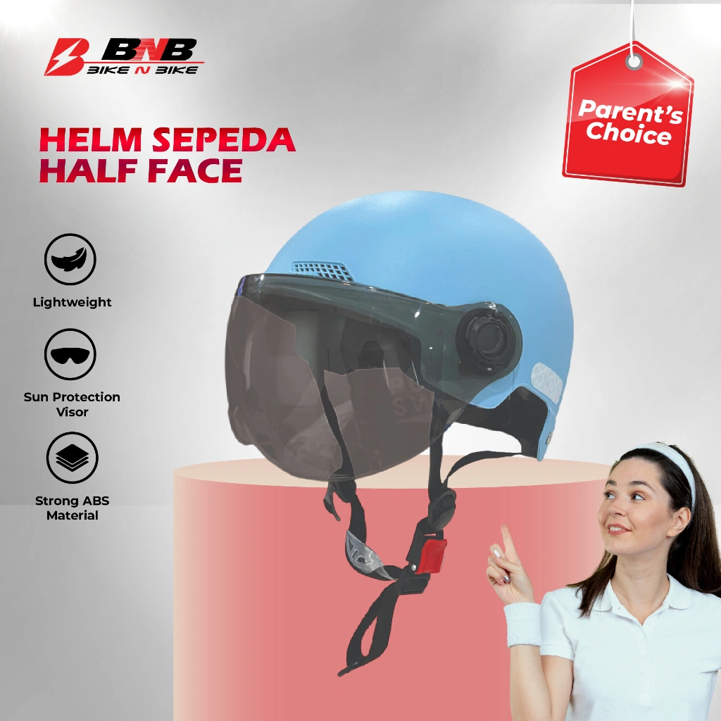 BikeNBike - Helm Sepeda Bahan ABS Terdapat Kaca Pelindung SInar UV Material Kokoh dan Ringan