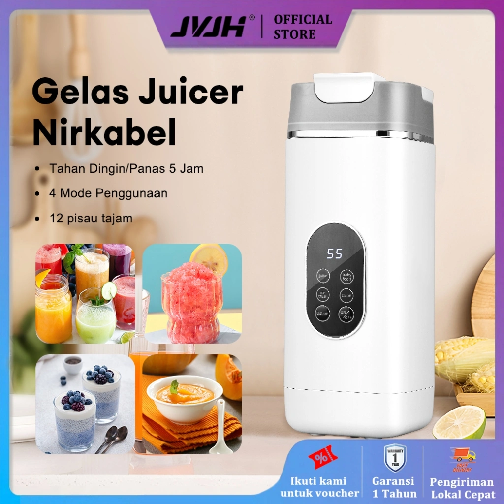 JVJH Mini Juicer Portable 420ML 4-in-1 Elektrik Blender Jus Buah Ice Crusher Travel & Home Use