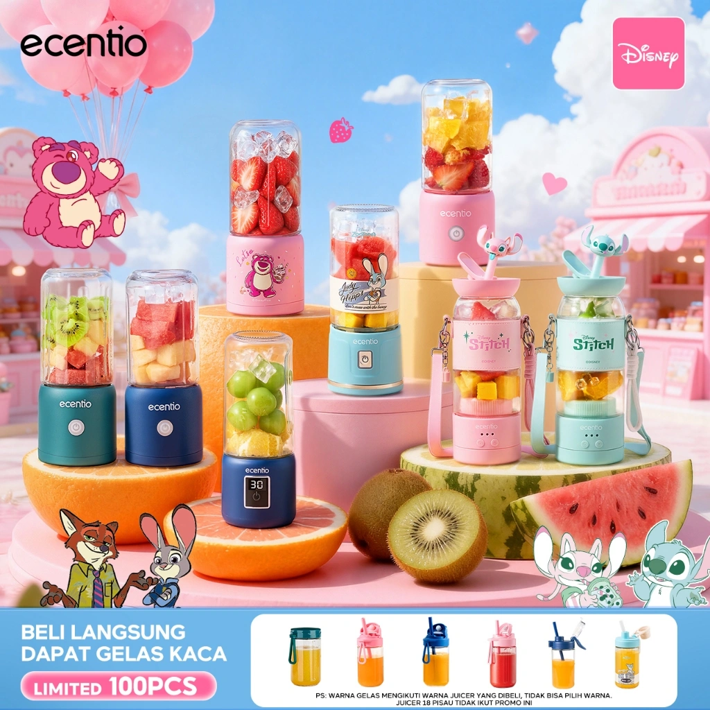 [Live Exclusive] ecentio juicer blender 8/10/12/18 mata pisau kapsul Kaca Gelas juicer buah tanpa ampas blender jus buah hand blender mini juicer juicer portable
