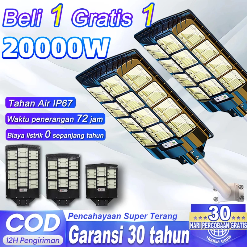 [Garansi 30 tahun] Lampu Jalan Tenaga Surya  outdoor otomatis nyala Lampu jalan LED 18000W model  0 Biaya listrik tahun  kerangka anti petir Jarak Jauh smart kontrol jarang jauh stock tersediaair IP67