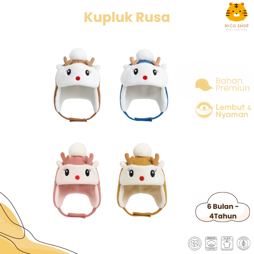 Nico Babyshop Topi Anak Import Model Kupluk Rusa Halus Dan Super Gemas