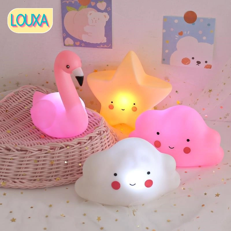 Lampu Kamar Tidur Anak LED Karakter Unik Lucu Awan Bintang Bulan