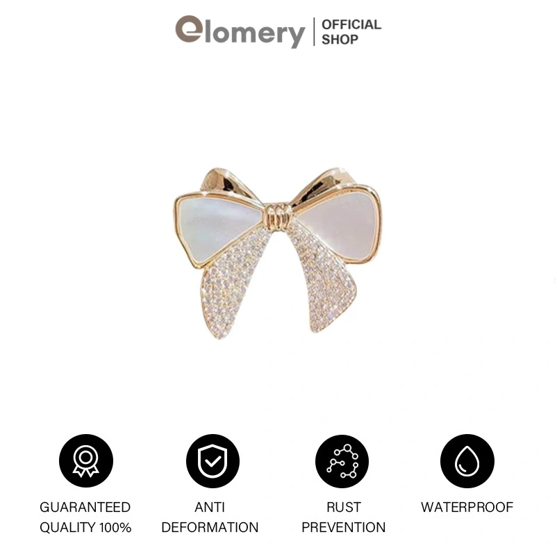 Elomery Bros Jilbab Mewah Hijab Kupu-kupu Bow Premium Brooch Wanita Mutiara Pita Pakaian Aksesoris