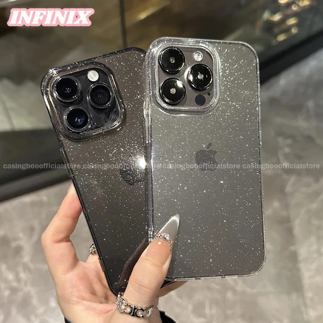 CASINGBOO - Transparent glitter phone case for Infinix Hot8 Hot9 Hot10 Hot12 Hot30 Hot40 note7 note30 note40 pop8 smart4 smart5 smart6 smart7 smart8 Spark4 spark10 spark20 Fashion simple transparent glitter phone case