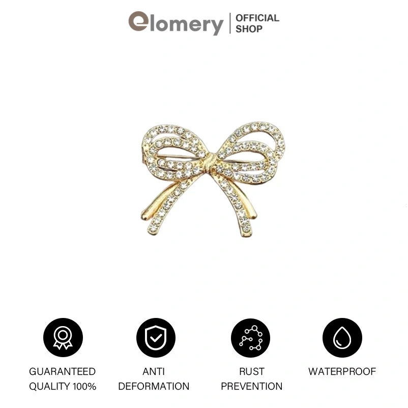 Elomery Bros Jilbab Mewah Bros Hijab Kupu-kupu Bow Premium Brooch Wanita Mutiara Pita Lucu Fashion