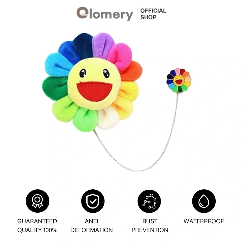 Elomery Bros Bunga Matahari Berwarna-warni Rantai Rumbai Brooch Aksesoris