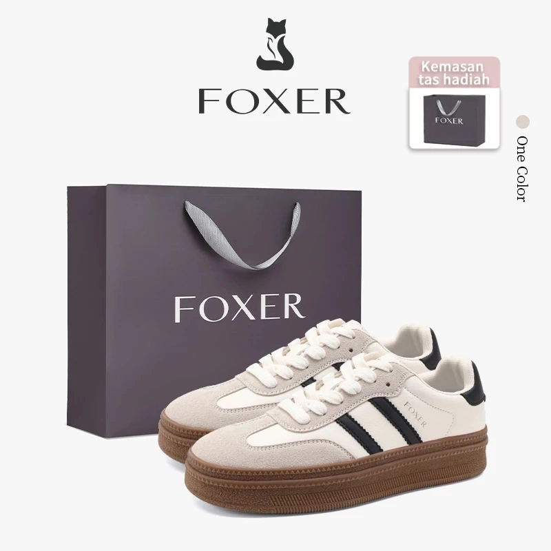 FOXER Sepatu Kets Retro Sepatu Platform Putih Sepatu Kets Kasual