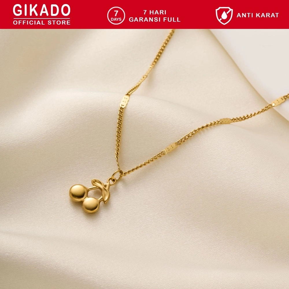 Gikado Kalung Ceri Stainless Steel 18K Emas Aksesori Wanita