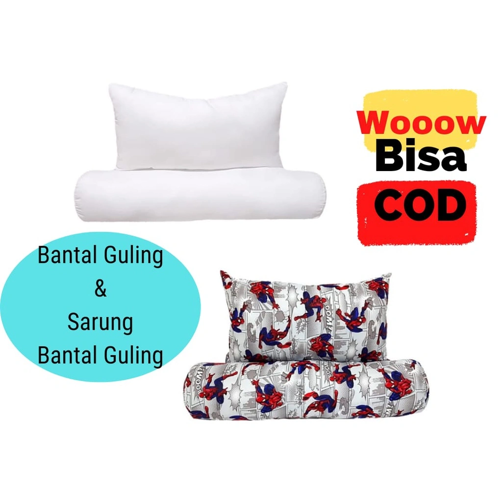Paket Hemat Bantal Guling Anak + Sarung Bantal Guling Karakter Motif Spiderman