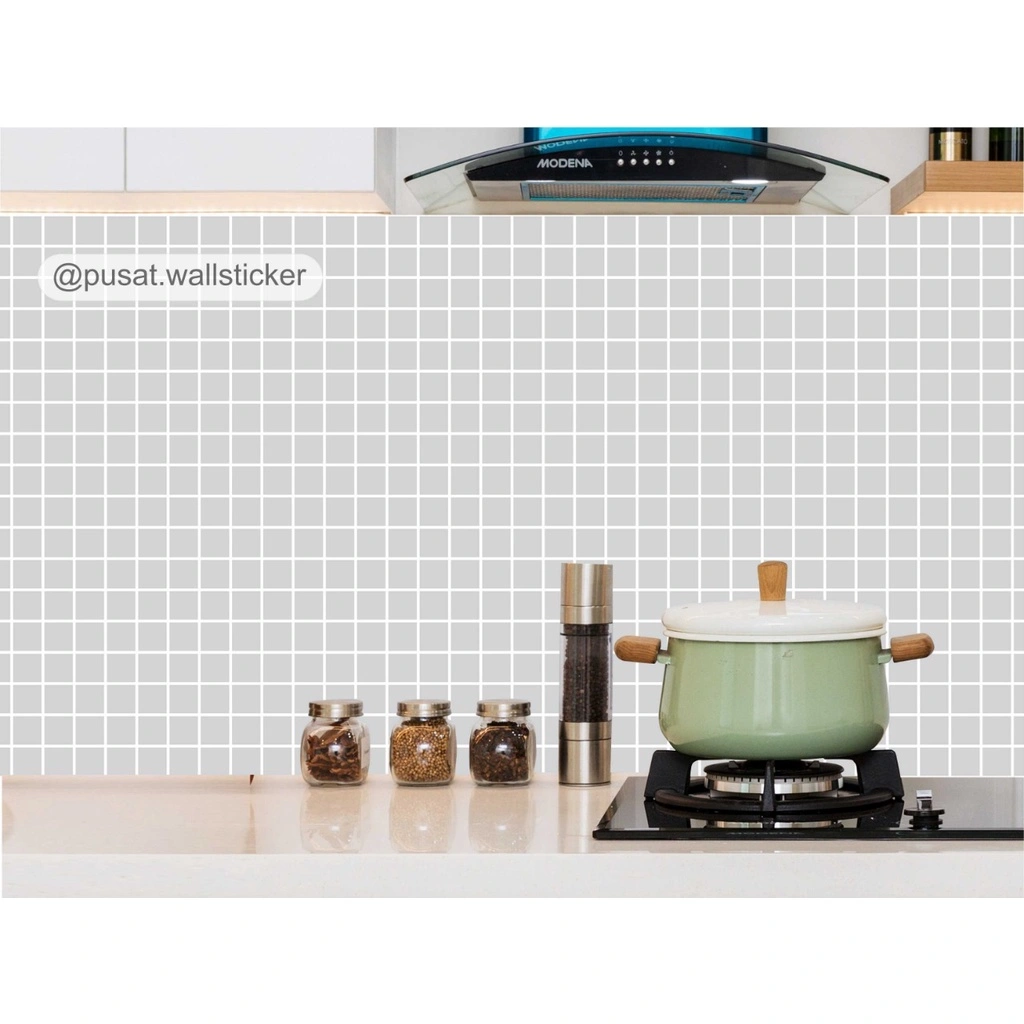 Puswall - Wallsticker Kitchen Motive Kotak-Kotak/Stiker Dapur Backsplash Vinyl Premium/Bisa Custom Ukuran