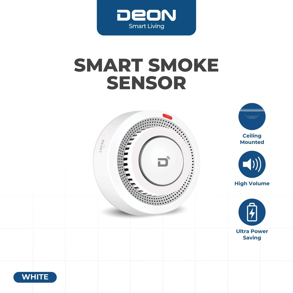 DEON Smart Smoke Sensor White | Detektor Asap | Alarm Kebakaran Rumah