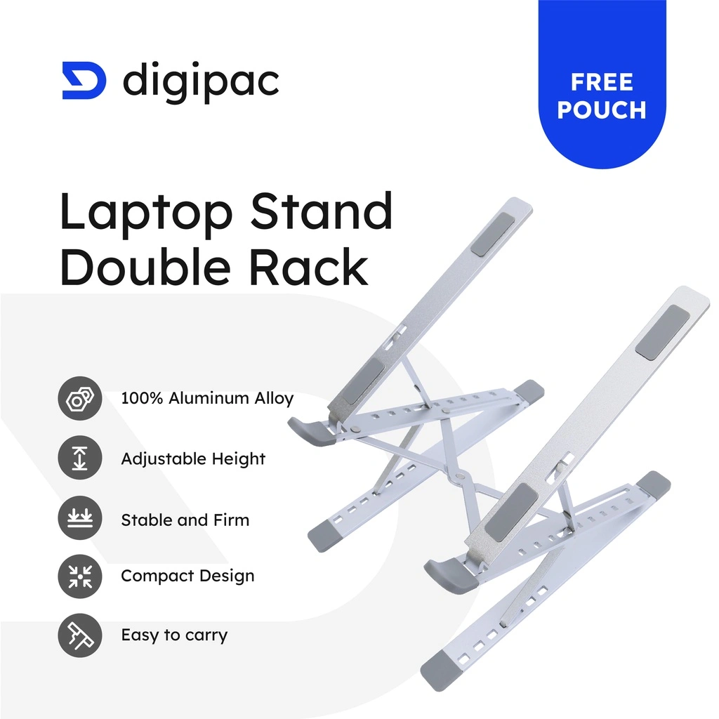 Laptop Stand Aluminium Double Rack Dudukan Holder Laptop iPad Tablet Digipac