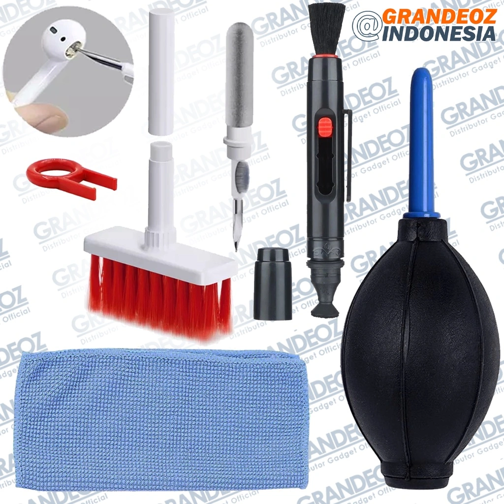 5 in 1 Set Cleaning Pen & Key Puller Sikat Pembersih Earphone Airpods Smartphone PC Headphone Keyboard PC Laptop Multi Purpose CleaningPen Headset Blower Semprot Angin Clean Pembersih Kamera Camera Handphone HP