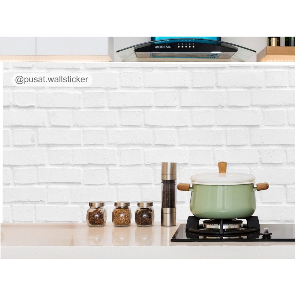 Puswall - Wallsticker Kitchen Motive Batu Bata 2/Stiker Dapur Backsplash Vinyl Premium/Bisa Custom Ukuran & Motif