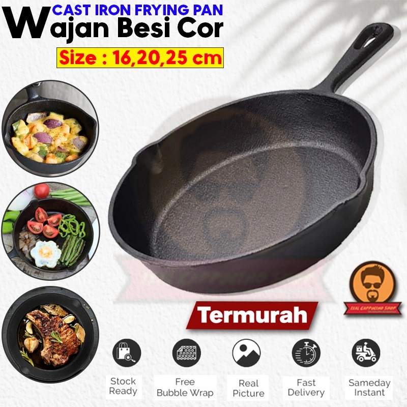 Wajan Besi Cor / Cast Iron Pan / Stockholm Skillet / Alat Penggorengan Stak Pan Friying Pan